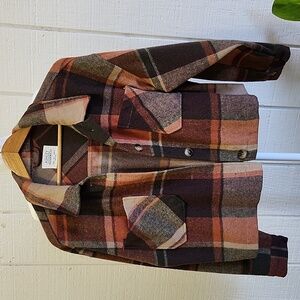 ASHLEY BY 26 INTERNATIONAL OUTTERWEAR Women's Plaid Cropped Utility Jacket Large